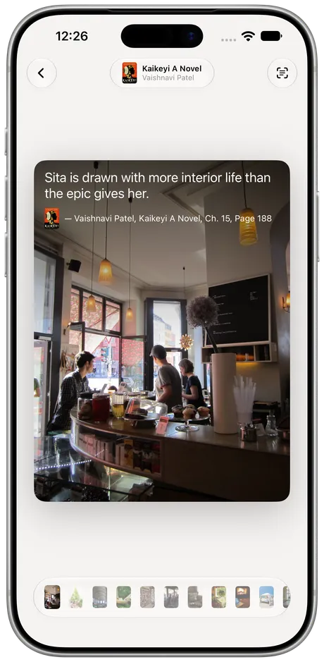 Excerpta on iPhone: Your quote on the photo.